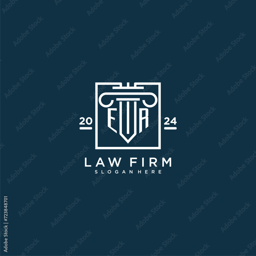 ER initial monogram logo for lawfirm with pillar design in creative square ER initial monogram logo for lawfirm with pillar design in creative square