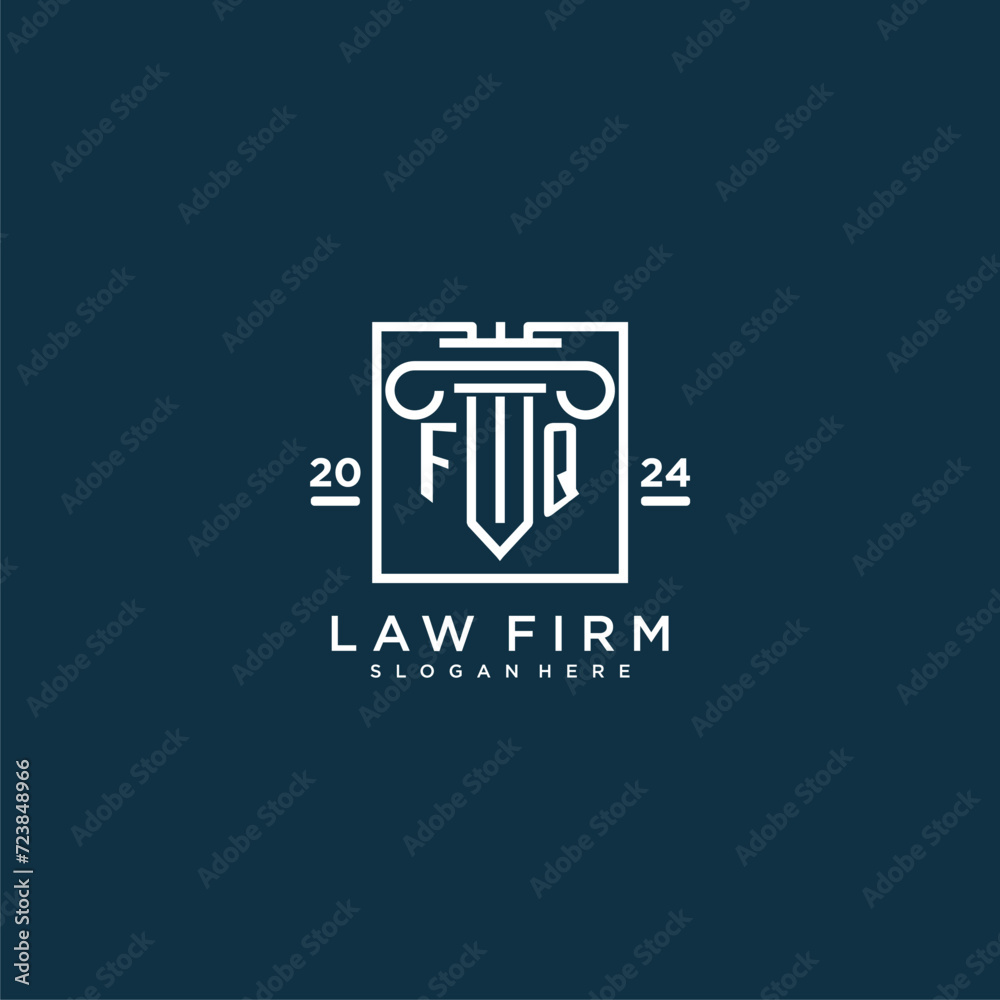 FQ initial monogram logo for lawfirm with pillar design in creative square FQ initial monogram logo for lawfirm with pillar design in creative square