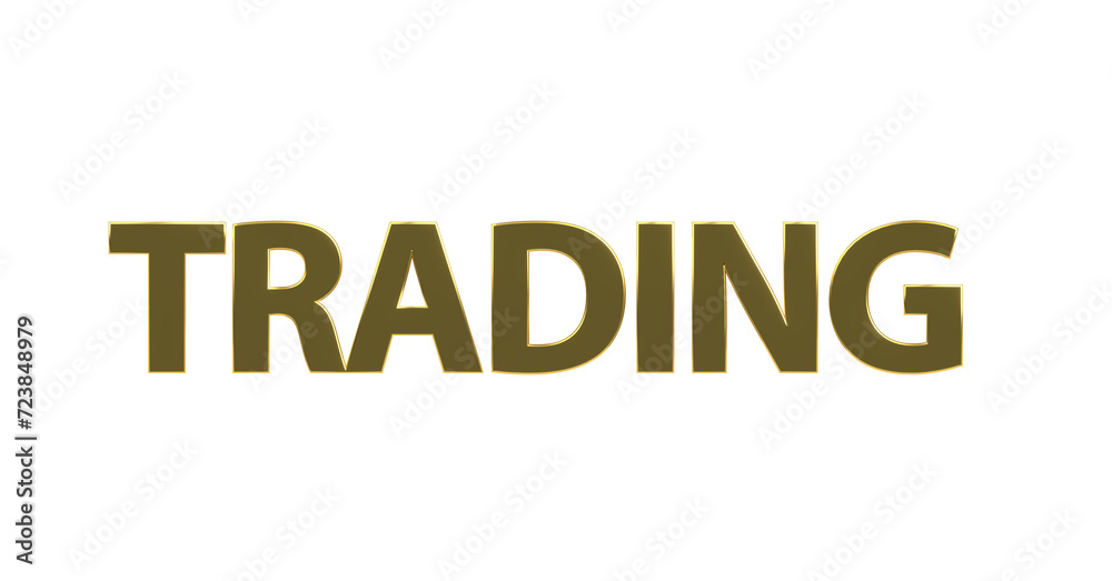 Trading, goldene plakative 3D-Schrift: Börse, Aktienhandel, Devisenhandel, Daytrading, Kryptowährungen, Handelsstrategien, Online-Trading, Aktienkurse, Marktanalyse, Rendering, Freistelleer Trading, goldene plakative 3D-Schrift: Börse, Aktienhandel, Devisenhandel, Daytrading, Kryptowährungen, Handelsstrategien, Online-Trading, Aktienkurse, Marktanalyse, Rendering, Freistelleer