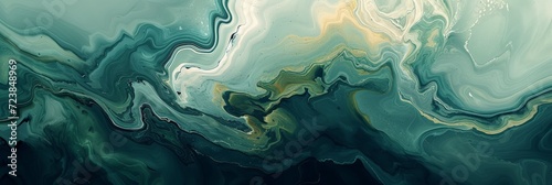 Abstract Wave Painting Background in the Style of Dark Teal and Light Beige - Organic Topography Marbleized Art in Colors Light Green and Aquamarine Wallpaper created with Generative AI Technology