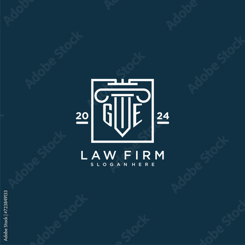 GE initial monogram logo for lawfirm with pillar design in creative square