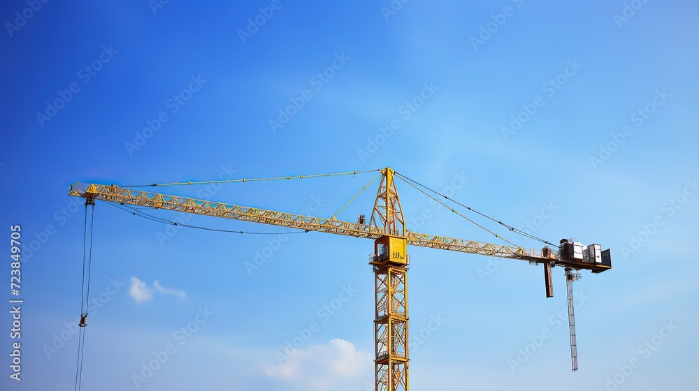 Crane ,on construction site blue sky background Crane ,on construction site blue sky background