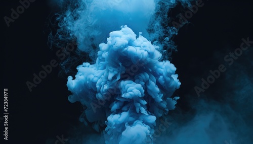 Abstract blue smoke texture isolated on clear black background