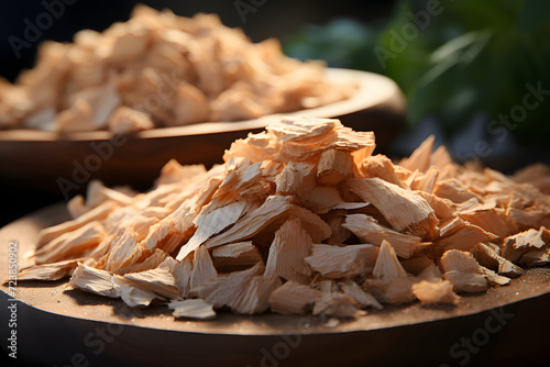 A pile of wood chips