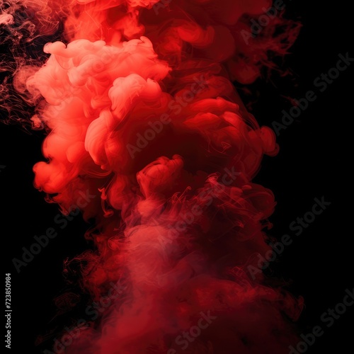 Abstract red smoke texture isolated on clear black background