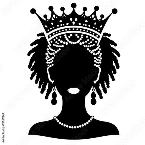 Black woman queen, Afro girl diva silhouette 
