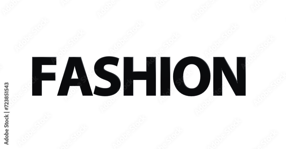 Fashion – schwarze plakative 3D-Schrift, Trends, Stil, Kleidung, Design, Mode, Outfits, Style, Accessoires, Models, Laufsteg, Kreativität, Rendering, Freisteller