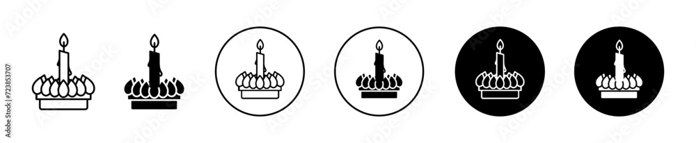 Loy krathong vector icon set collection. Loy krathong Outline flat Icon.