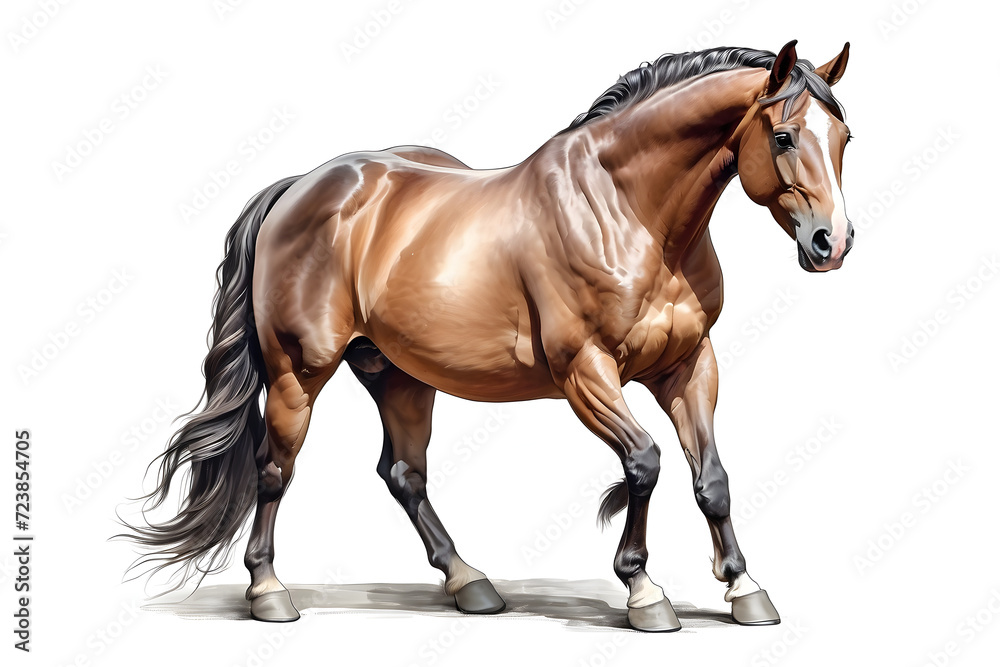 Front view of isolated horse illustration on white background