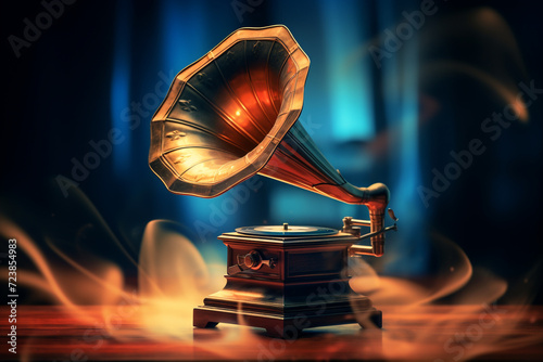 old gramophone with vinyl record