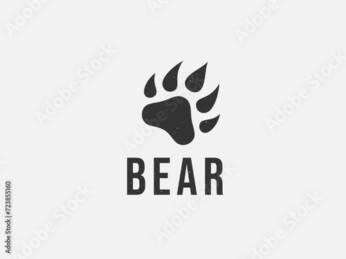 paw bear logo vector illustration. grizzly bear logo template photo