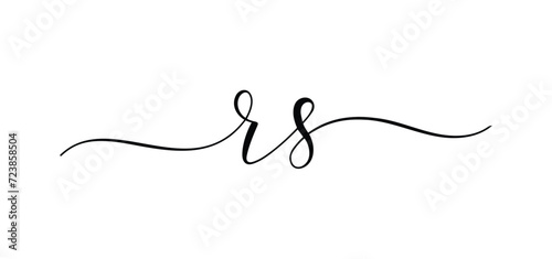 Letter RS Initial Icon Logo Typography. Hand drawn modern vector calligraphy with brush stroke. Simple inscription with swashes wavy line lettering text. Wedding card Initials template