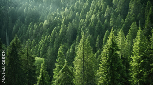 Landscape of coniferous forest in the Carpathian mountains
