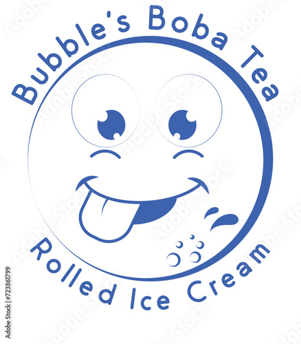 bubble tea logo, Bubble tea logo with cartoon face, bubble tea boba logo template vector