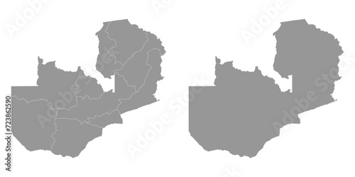 Zambia map with administrative divisions. Vector illustration.