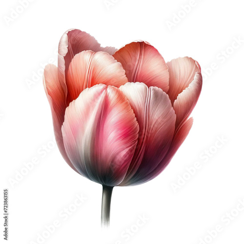 Tulip Isolation: Watercolor's Pure Essence