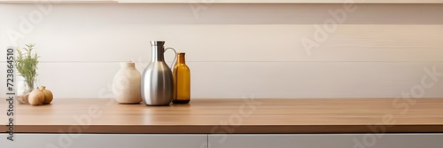 Wallpaper Mural Blurry white light fills the empty room with a wooden interior, showcasing a modern window, food display, and design texture on the top counter. The wall space features a wooden tabletop, white. Torontodigital.ca