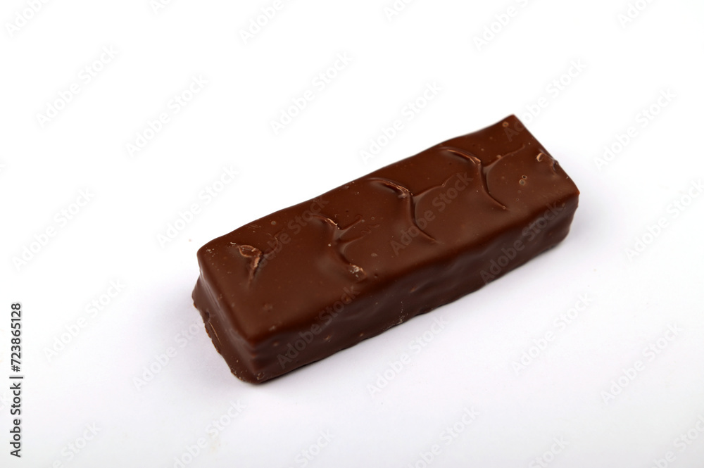 Close-up of chocolate chocolate on white background Close-up of chocolate chocolate on white background