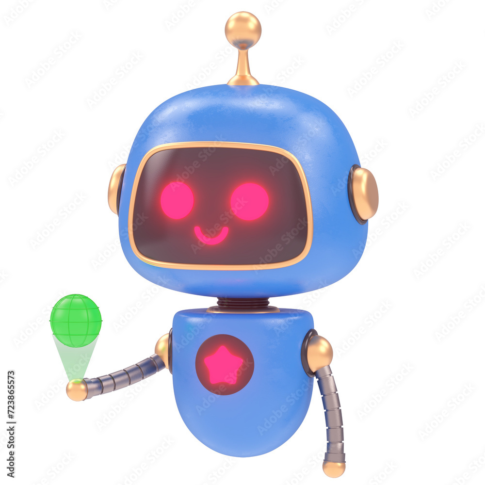 Naklejka premium Robot Character 3D Icon Illustration