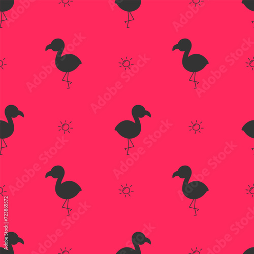 Vector seamless pattern with flamingo