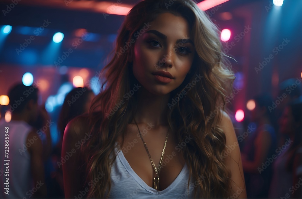 Portrait of a woman in a nightclub Portrait of a woman in a nightclub