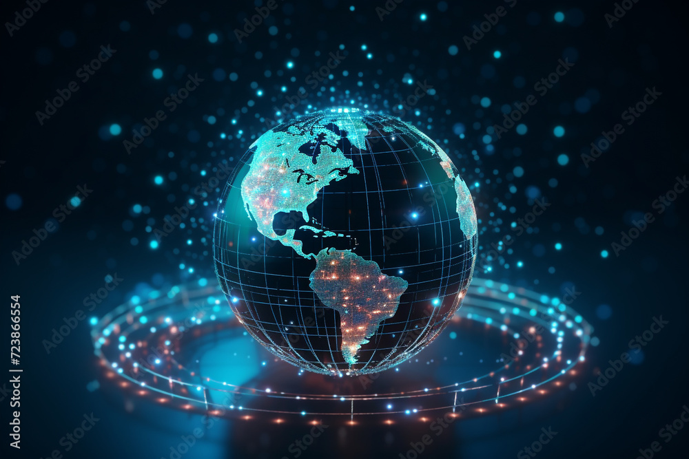 globe on blue background globe on blue background