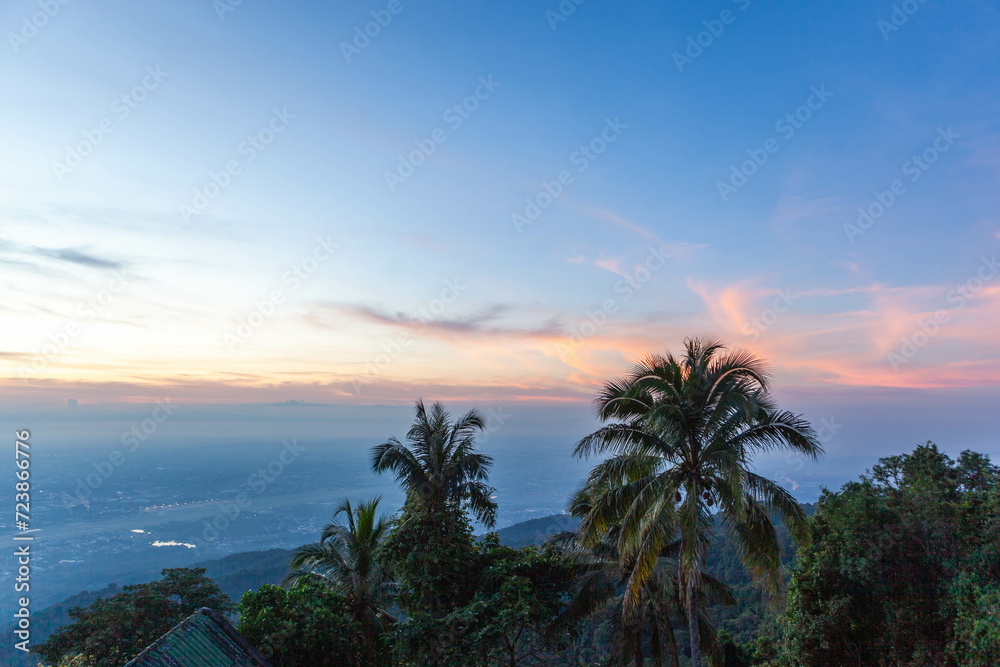 View from Doi Suthep temple at sunrise. Chiang Mai. Thailand.