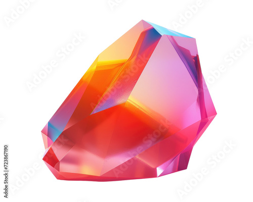 3d abstract gradient glass geometric shape isolated on transparent background, futuristic element design.