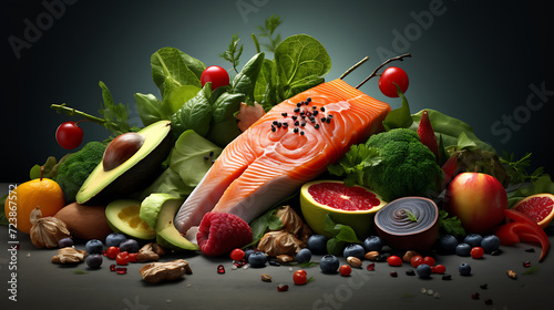 Healthy fresh raw food  hyper realistic