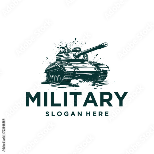Military tank logo vector illustration