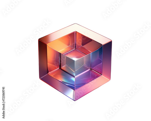 3d illustration gradient futuristic cube isolated on transparent background