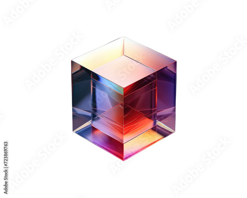 3d illustration gradient futuristic cube isolated on transparent background
