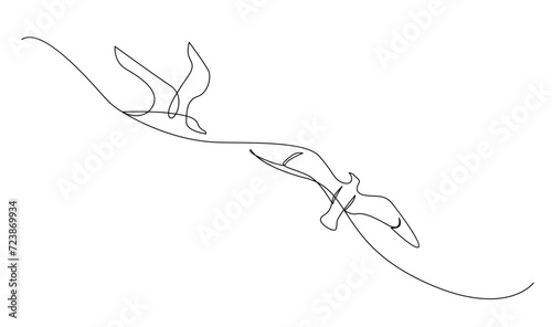 Seagulls fly over the surface of the sea. Small waves. World Maritime Day. template