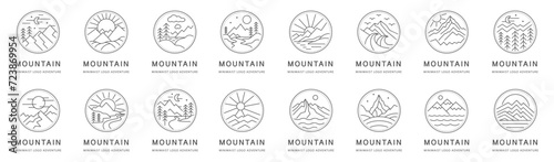 Set bundle mountain landscape line art design or logo