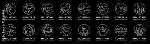 Set bundle mountain landscape line art design or logo