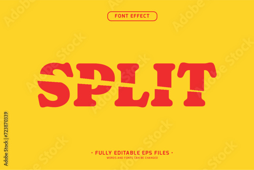 Split text effect, editable vector font style
