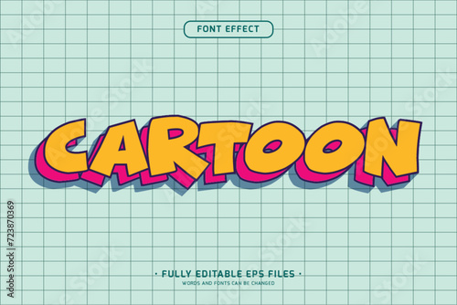 Cartoon doodle text effect, editable vector font style