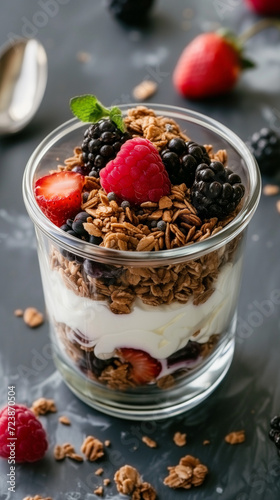 yogurt with fruit berry and muesli