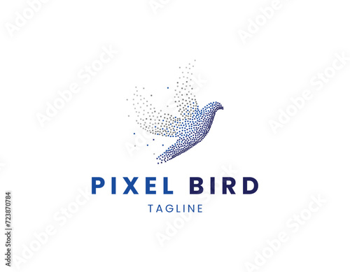 Modern Pixel Bird Logo Design Template