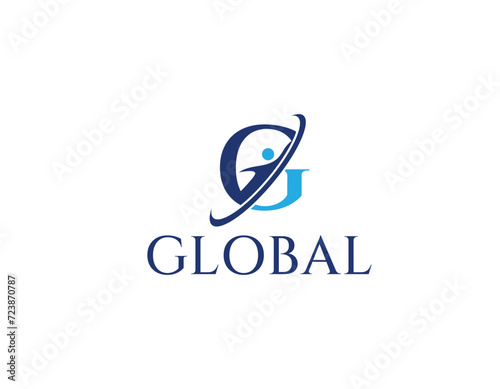 Modern Global Initial Letter G Human Business Logo Design Template