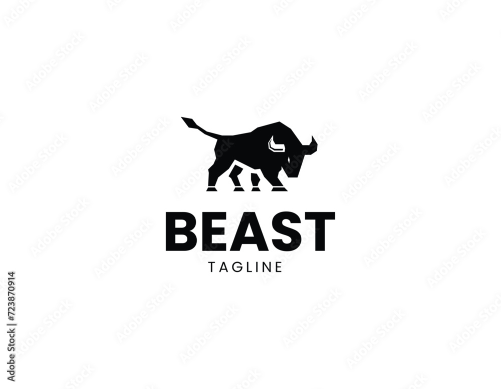 Simple Bull Beast Logo Design Template