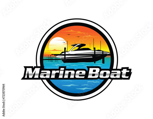 Simple Marine Boat Logo Design Template