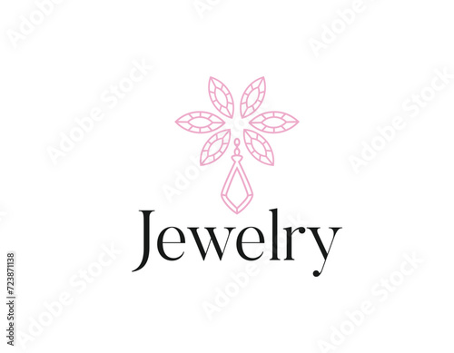 Simple Pink Jewelry Logo Design Template