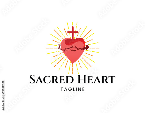 The Sacred Heart Christianity Logo Design Template