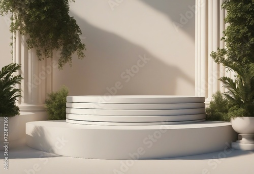 Background podium column 3d roman luxury greek white ancient display product classic Podium platform photo
