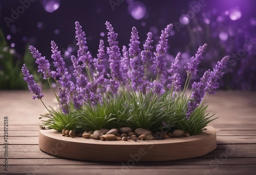 Lavender podium flower background purple product nature platform stand summer 3d table Cosmetic podi