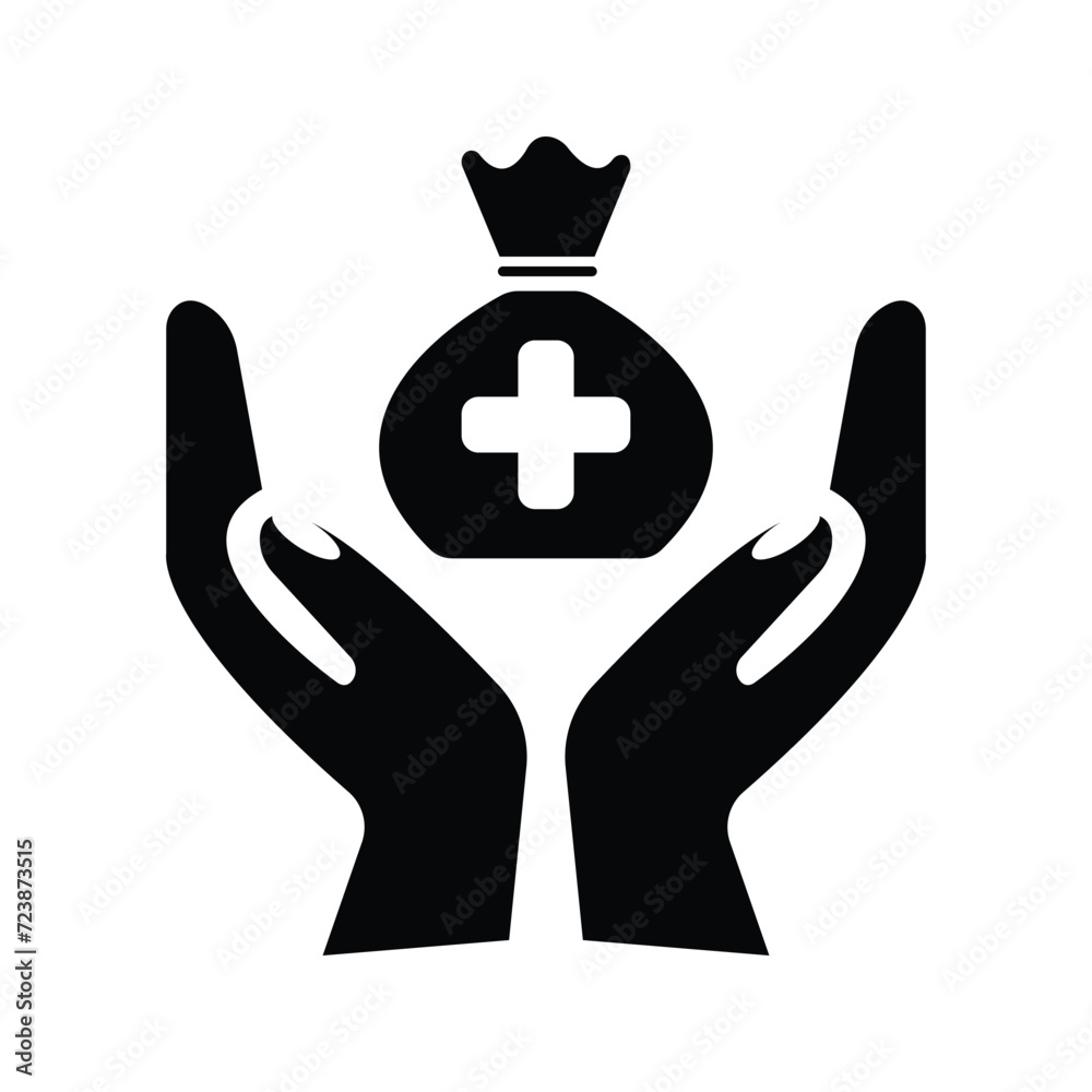Hand money bag icon Hand money bag icon