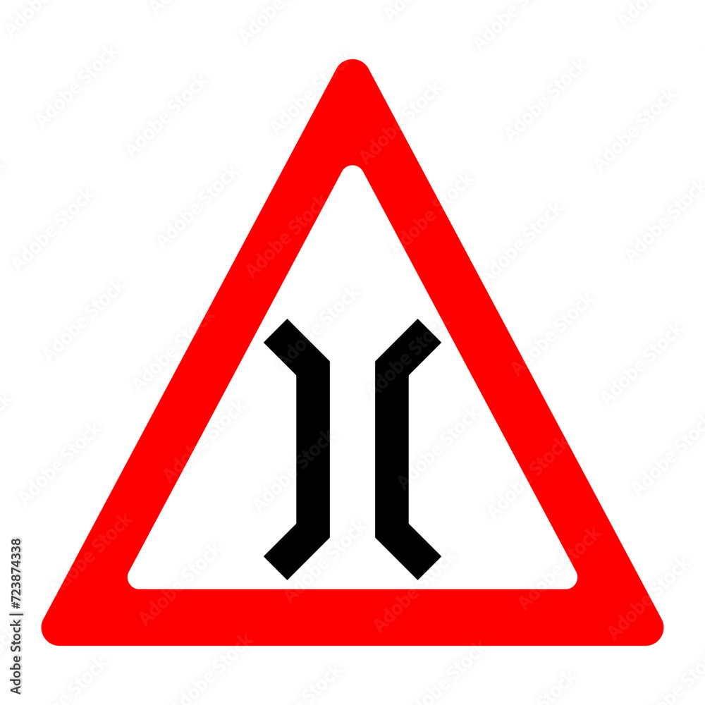 Narrow bridge sign. Vector design. Narrow bridge sign. Vector design.
