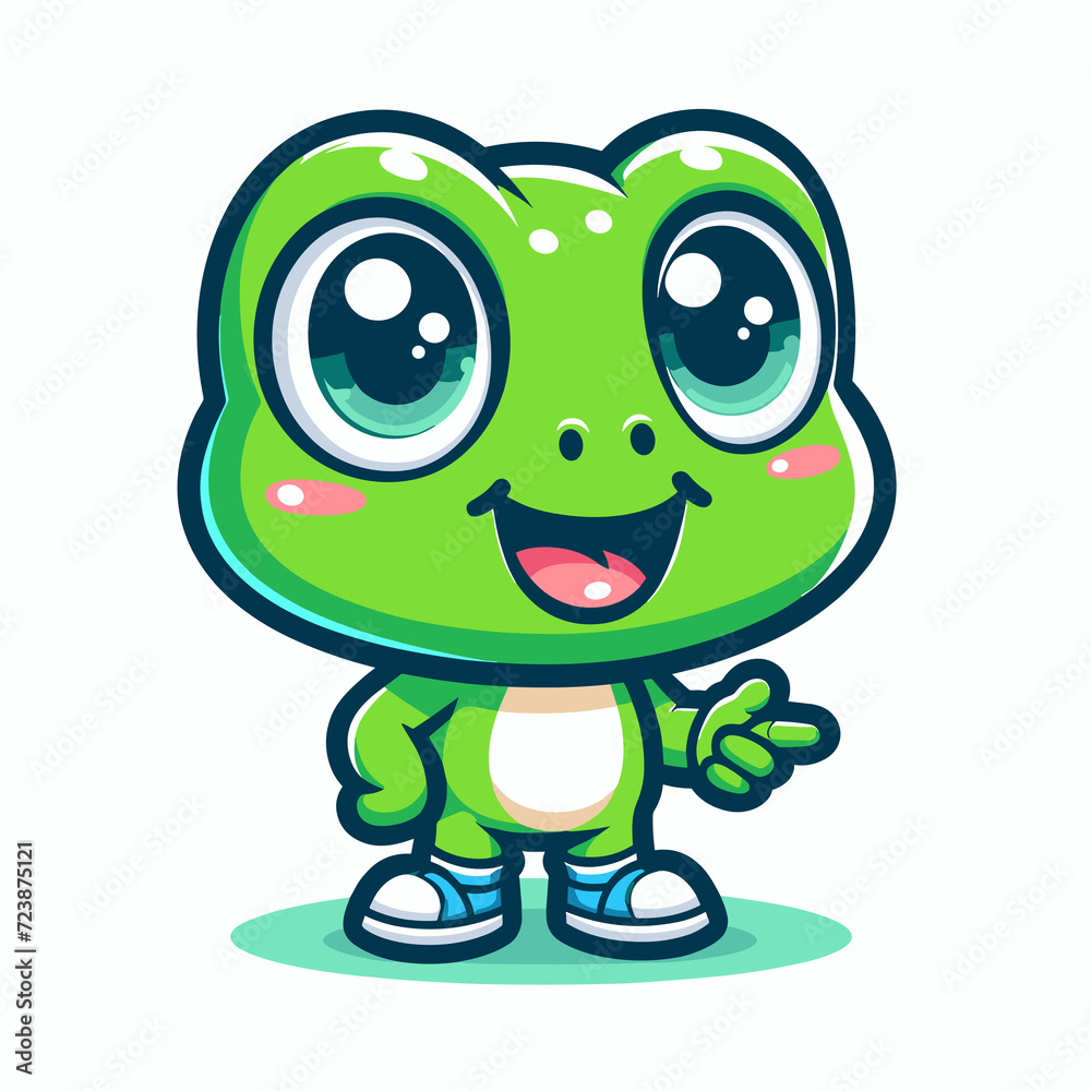 Obraz premium Cartoon character frog, flat colors