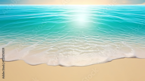 Aerial view of beautiful beach, simple, calm composition in clear blue